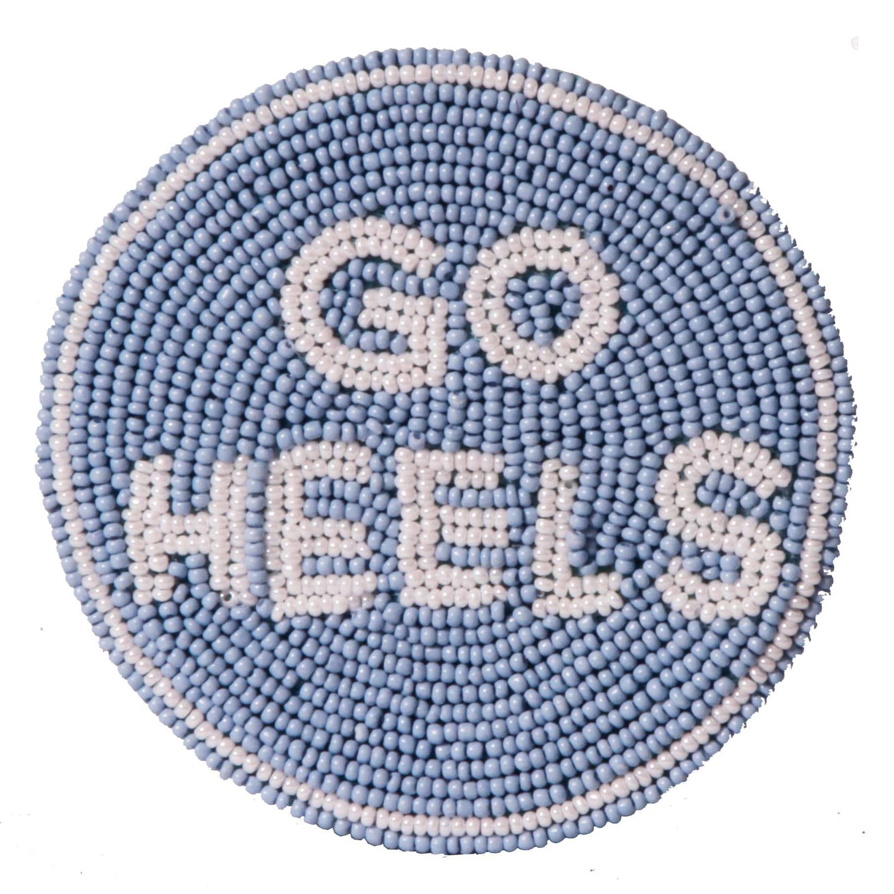 North Carolina UNC Tarheels Beaded Button in Sky Blue and White by Desden