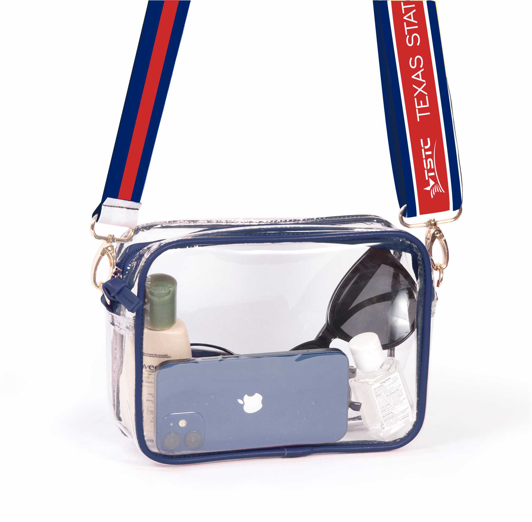 Bridget Clear Purse with Patterned Shoulder Straps - Texas State Tech