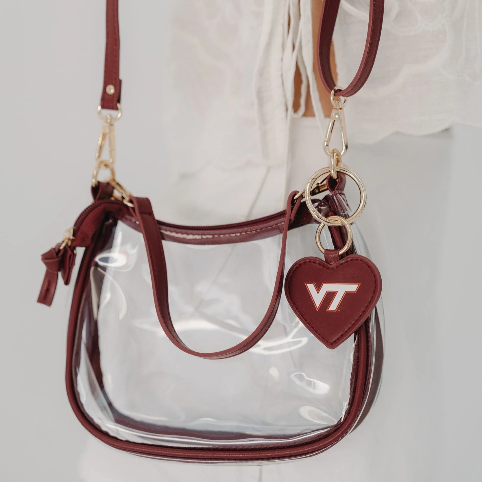 Virginia Tech Hokies Clear Clara Purse with Heart Charm - Image 2
