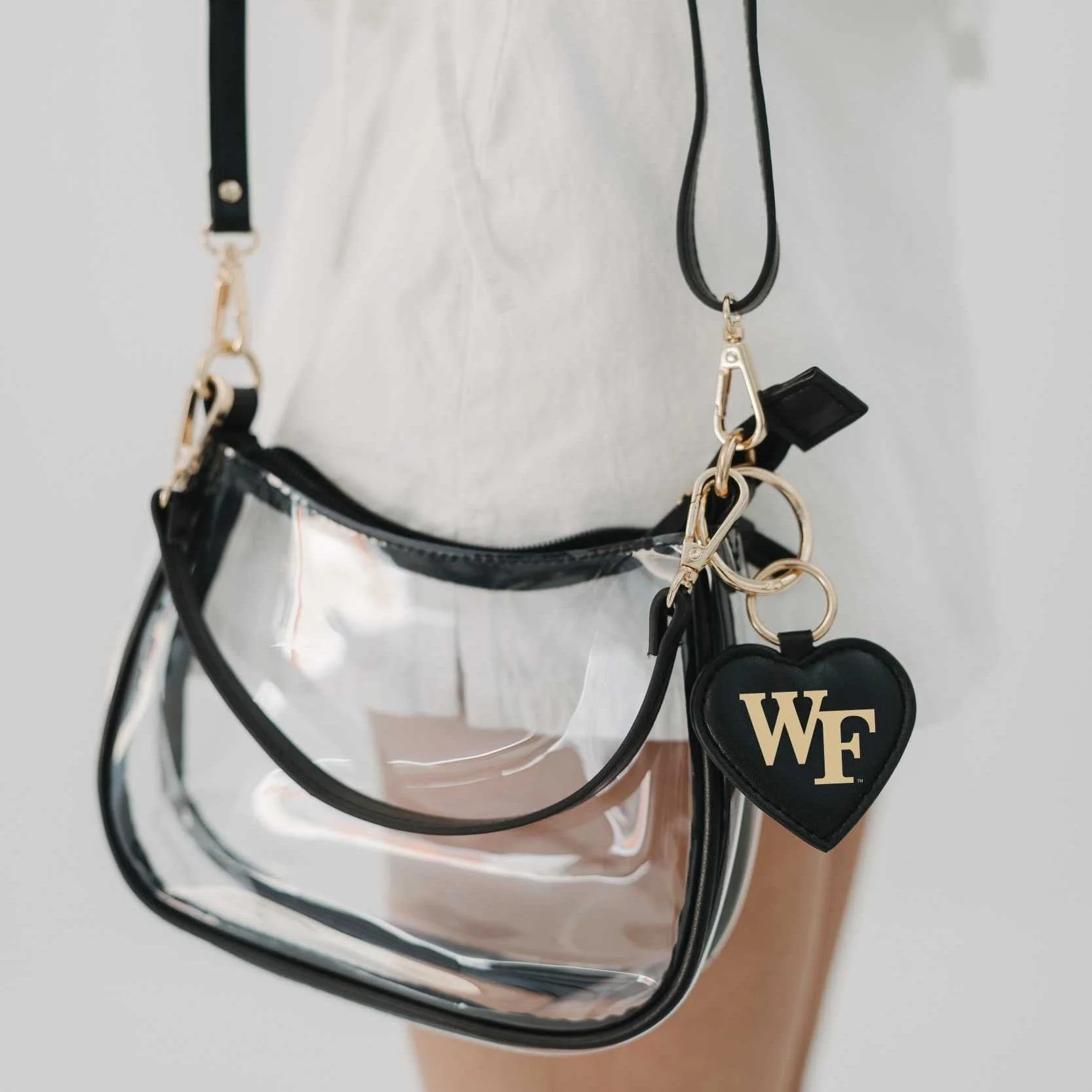 Wake Forest Demon Deacons Clear Clara Purse with Heart Charm - Image 2