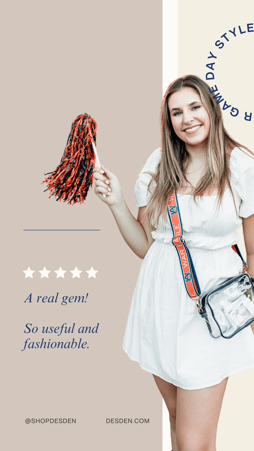 Bridget Clear Purse with Patterned Shoulder Straps - Auburn Tigers - Image 8