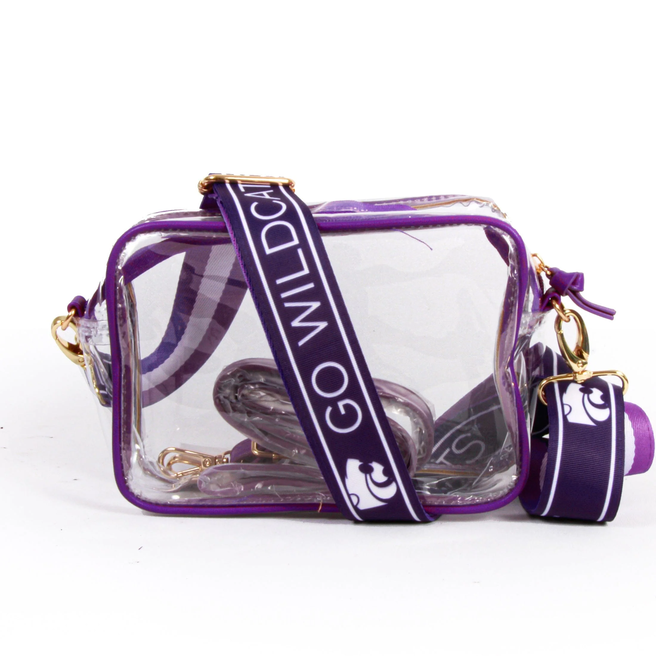 Bridget Clear Purse with Patterned Shoulder Straps - Kansas State