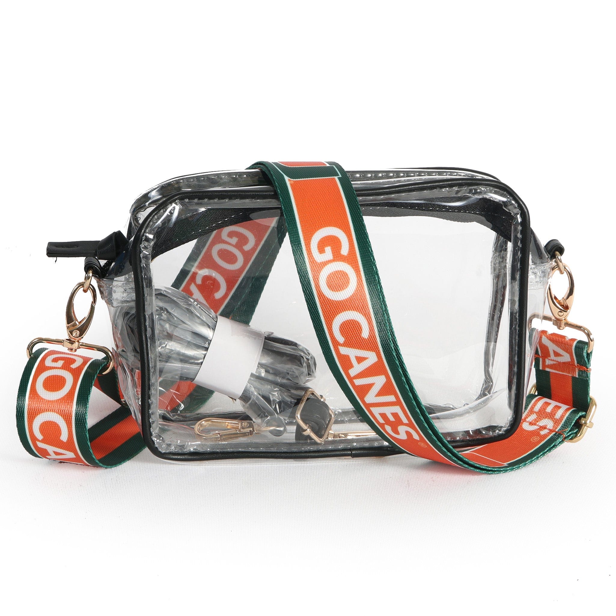 Bridget Clear Purse with Patterned Shoulder Straps - Miami