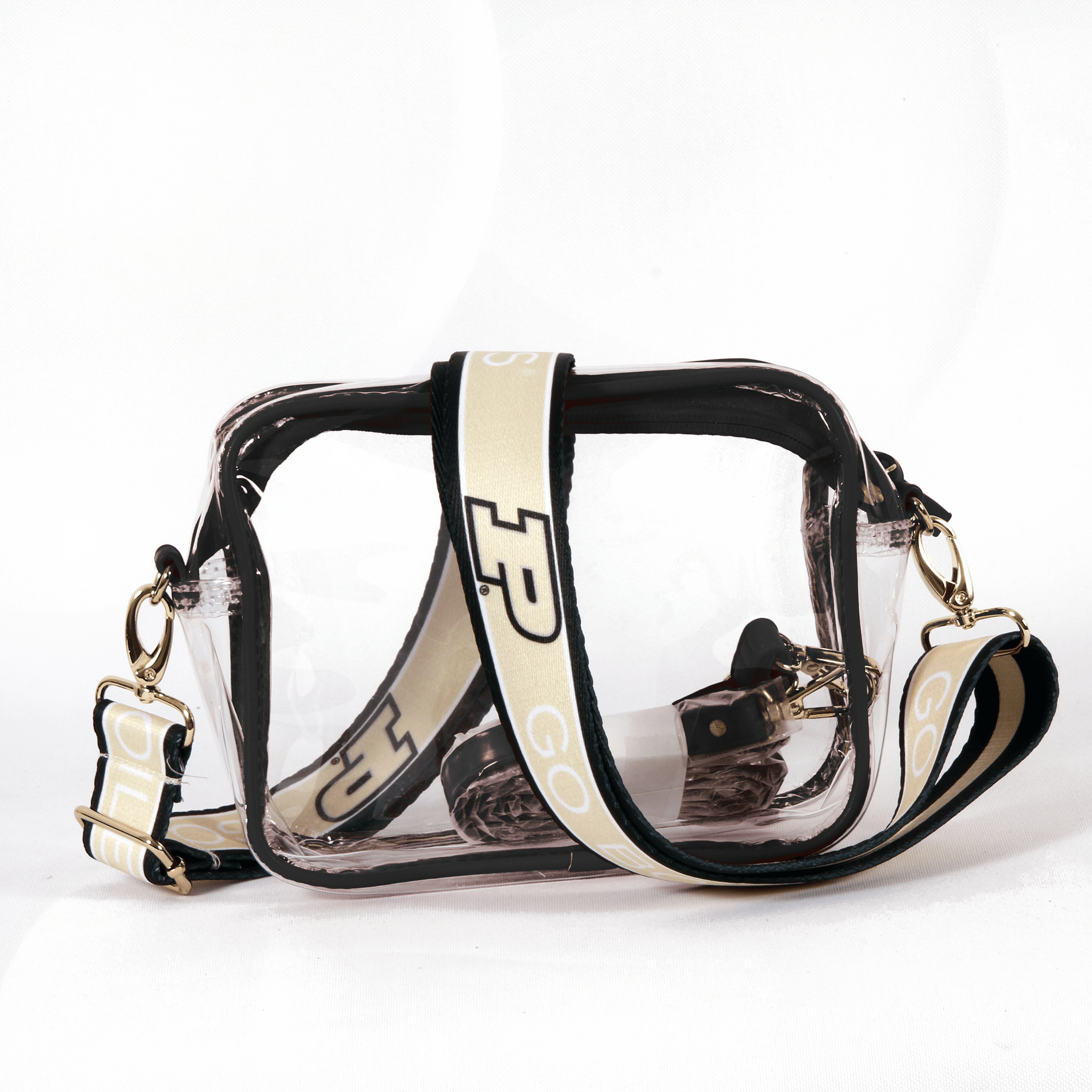 Bridget Clear Purse with Patterned Shoulder Straps - Purdue University
