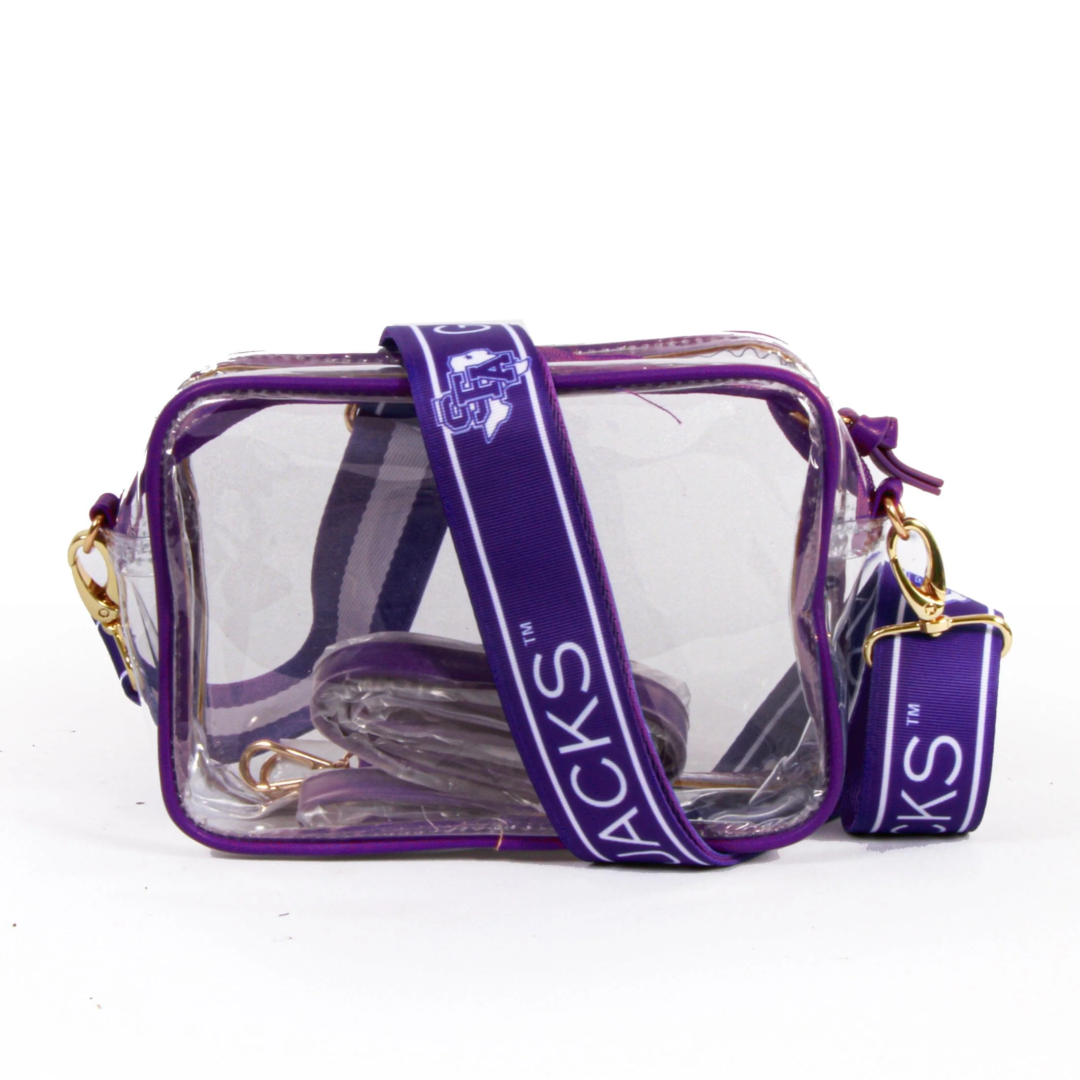 Bridget Clear Purse with Patterned Shoulder Straps - Stephen F Austin