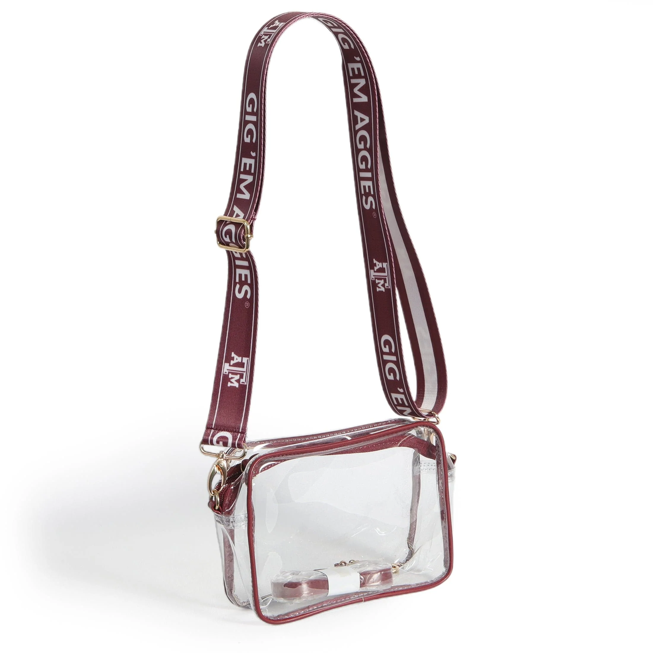 Bridget Clear Purse with Maroon Trim and Patterned Shoulder Straps for Texas A&M - Image 2