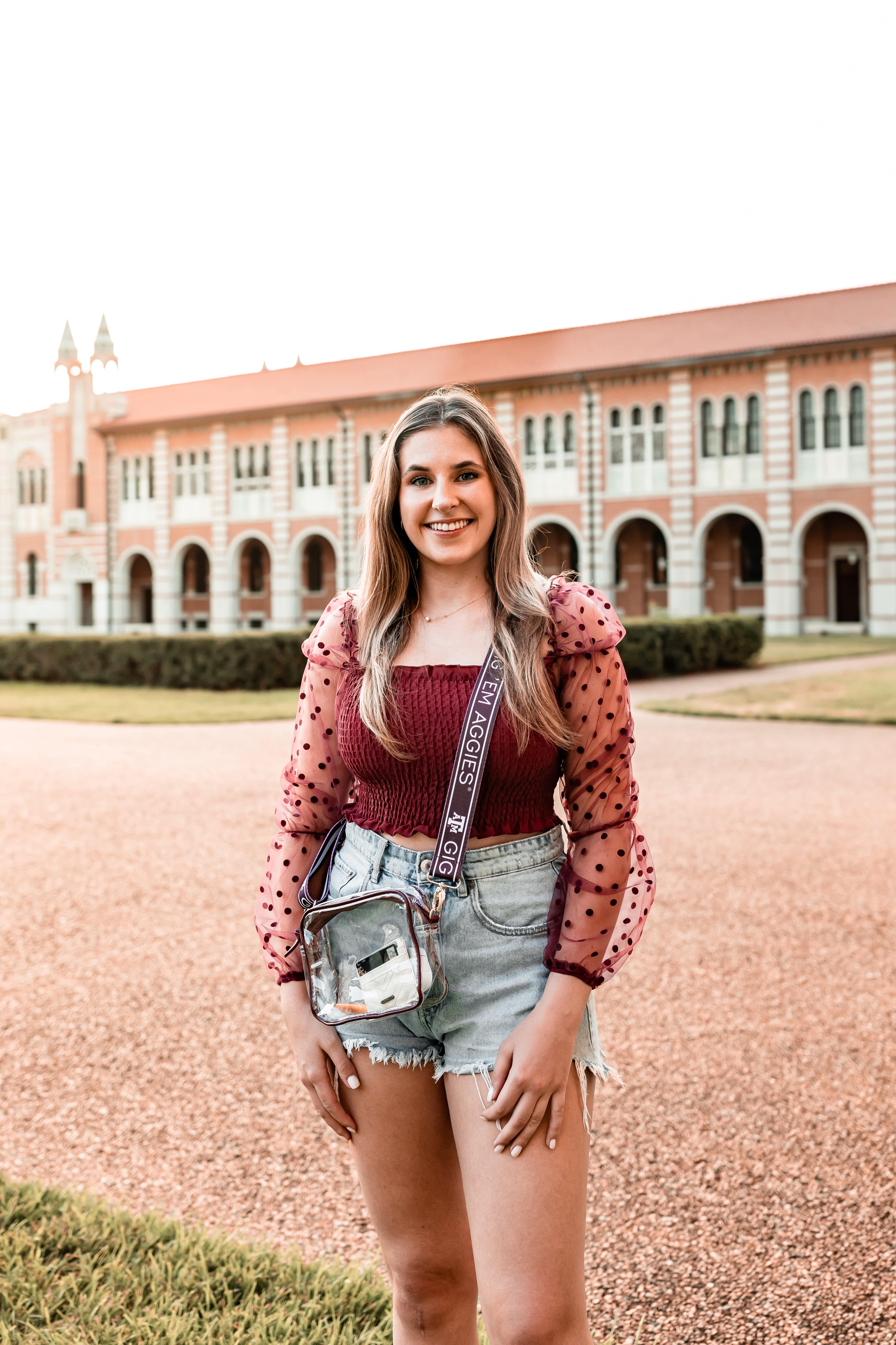 Bridget Clear Purse with Maroon Trim and Patterned Shoulder Straps for Texas A&M - Image 7