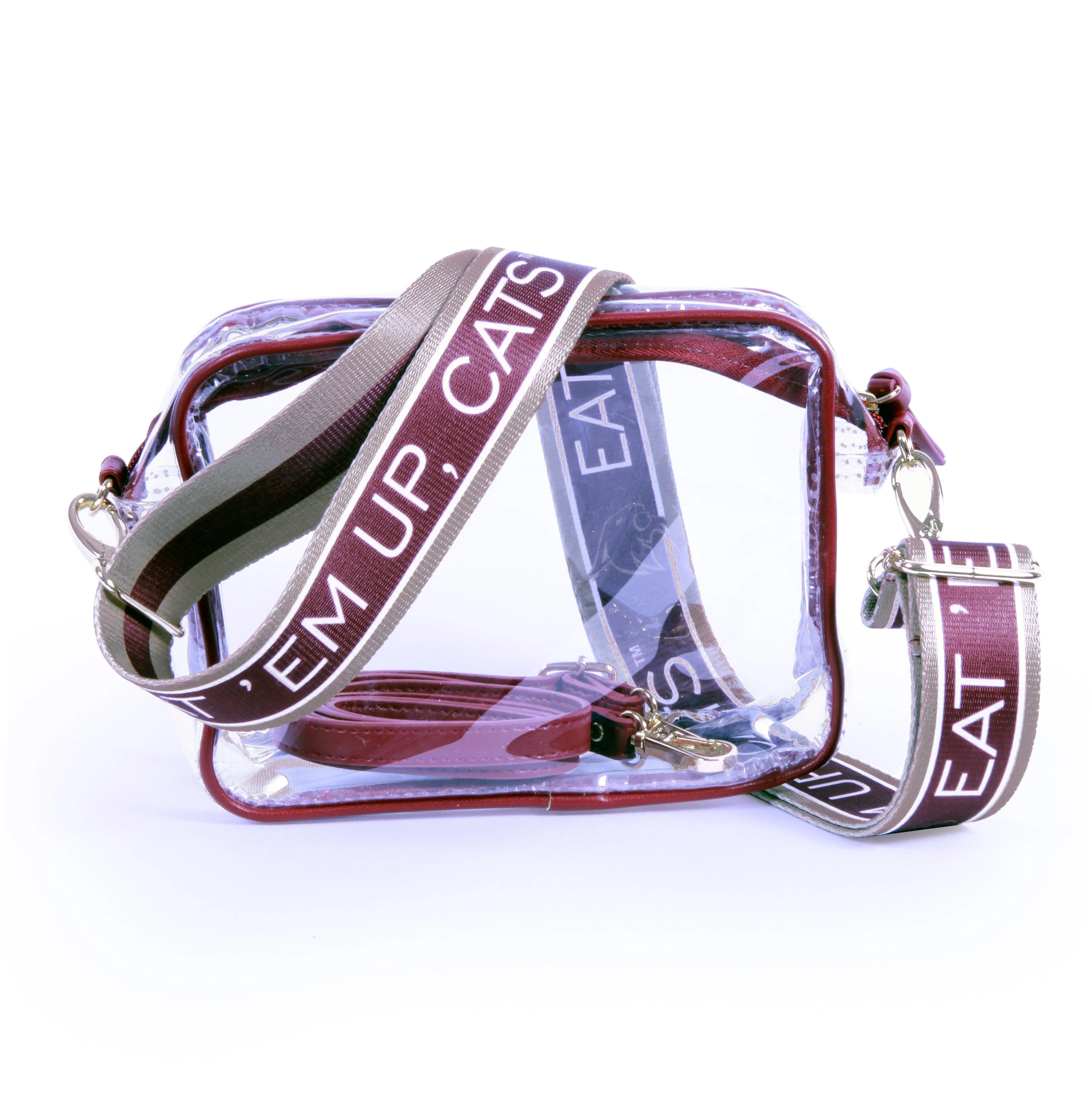 Bridget Clear Purse with Patterned Shoulder Straps - Texas State
