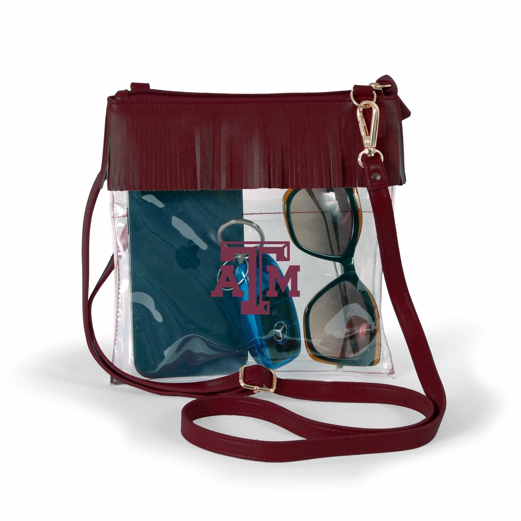 Texas A&M Clear crossbody with fringe by Desden